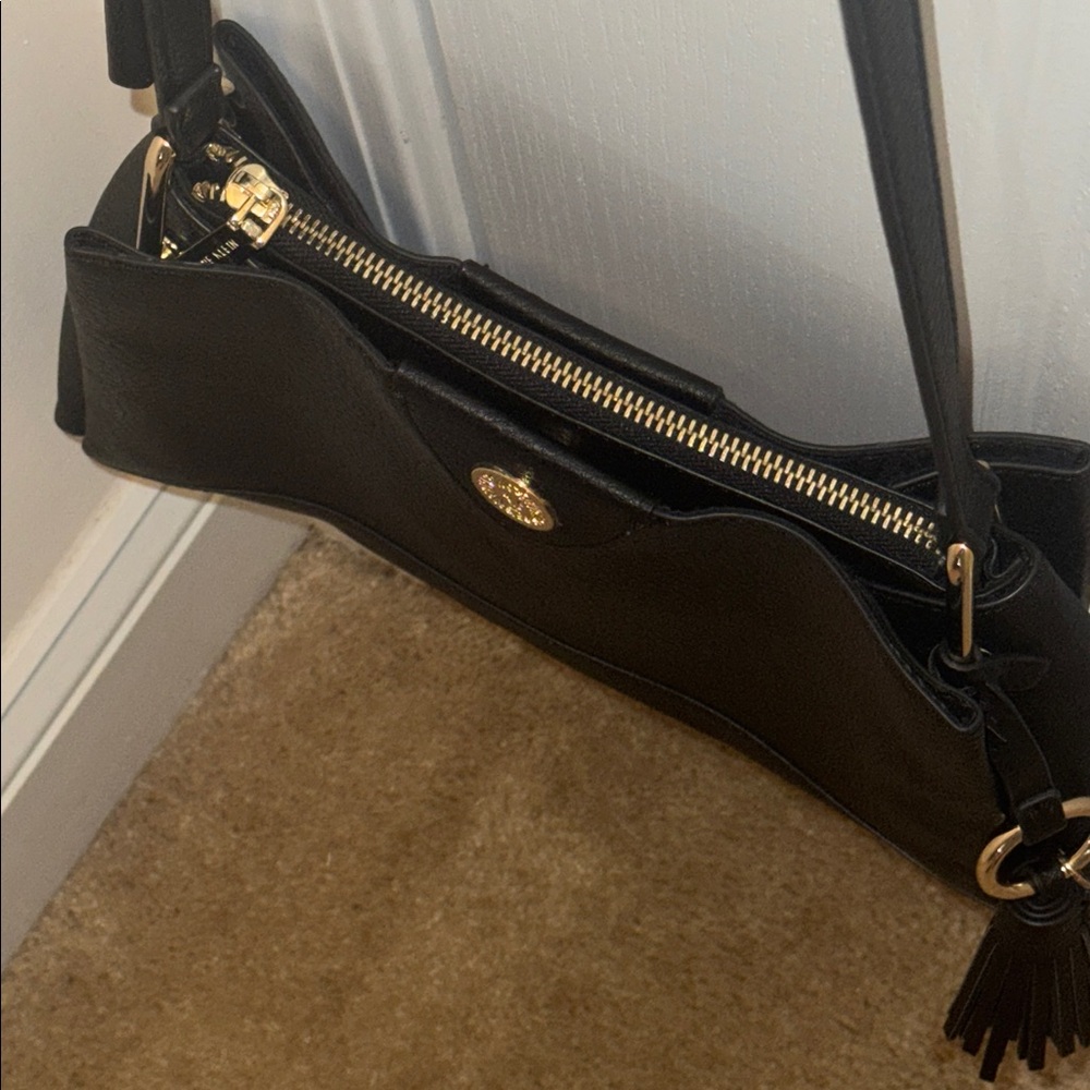 Anne Klein Black Pebble Maya Triple Compartment Crossbody Bag - Picture 6 of 11